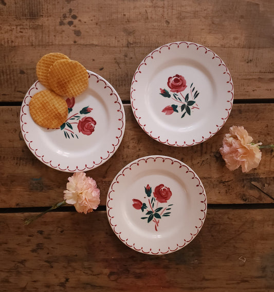 Assiettes plates en céramique peintes à la main   Patine