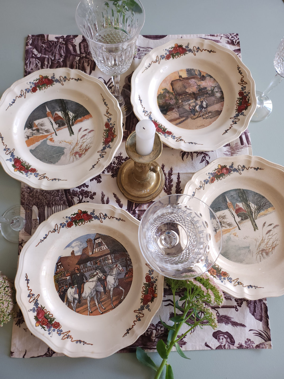 Assiette plate céramique Obernai lot de 4   Patine