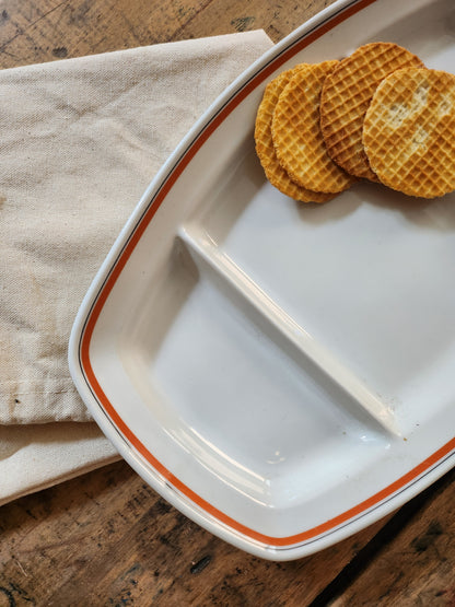 Plateau avec compartiments en porcelaine française   Patine