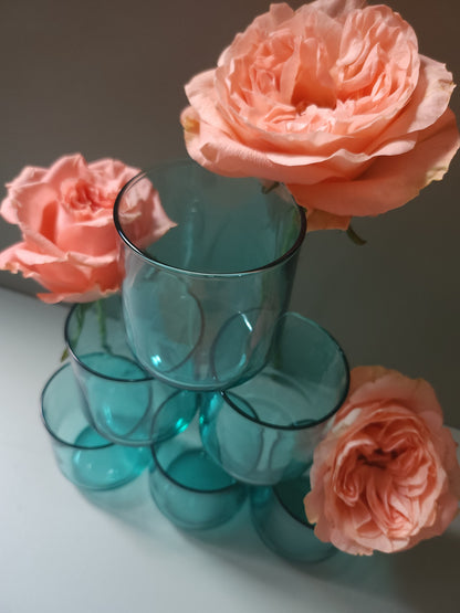 Verre à eau en verre teinté bleu lot de 6   Patine