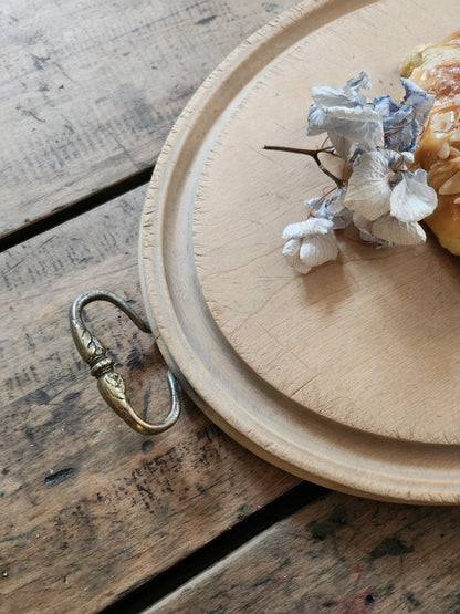 Plateau ovale en bois vintage