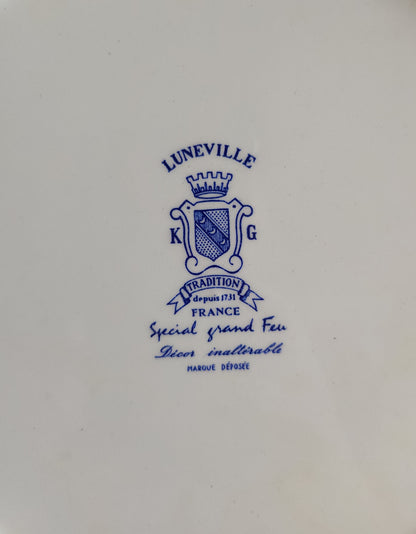Grand plat en céramique Lunéville, style anglais   Patine