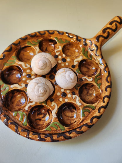 Plat à escargots 12 trous   Patine