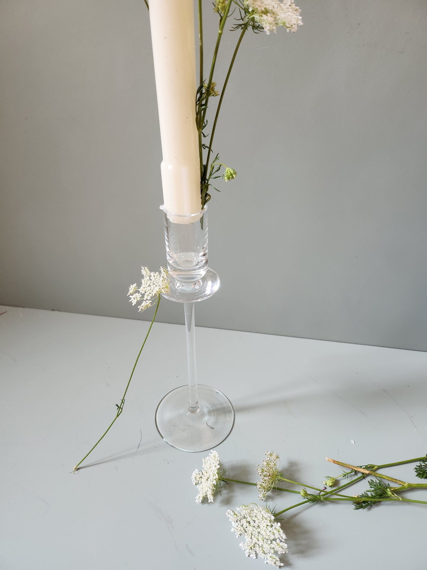 Bougeoir en verre   Patine