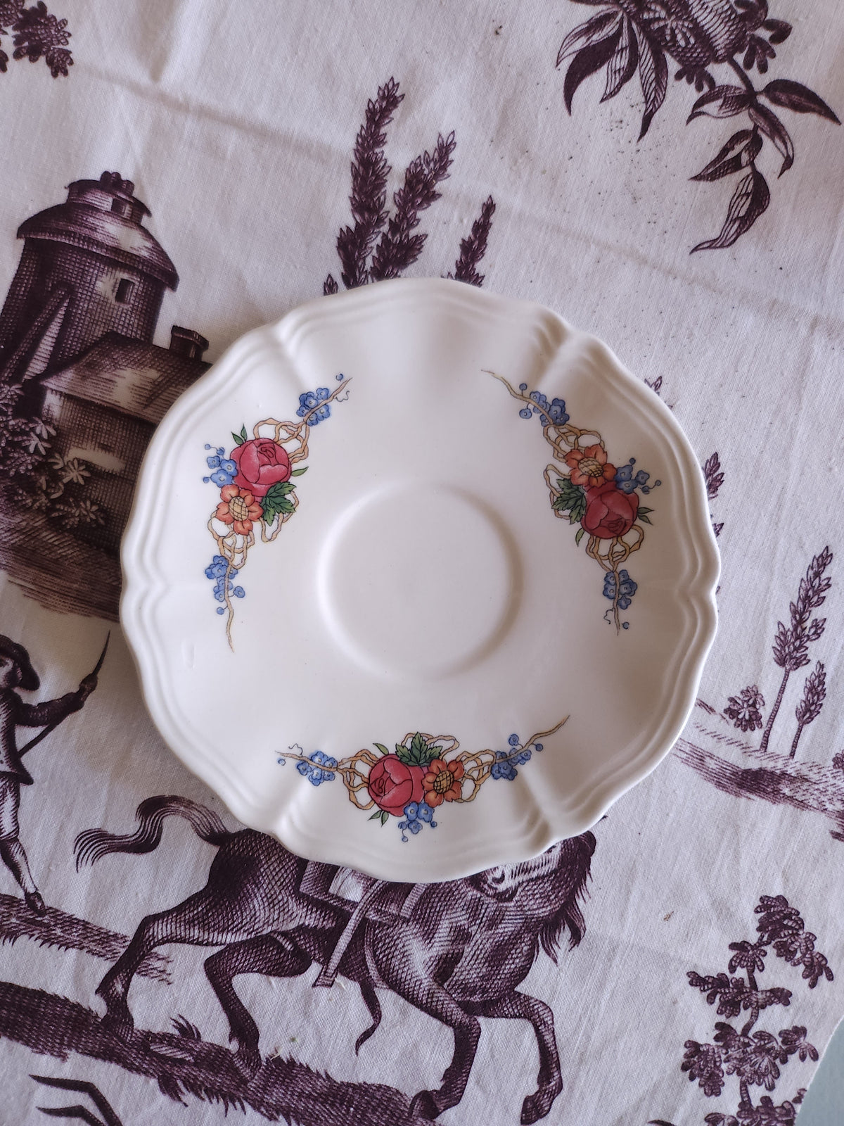 Tasse + assiette céramique Sarreguemines lot de 8   Patine