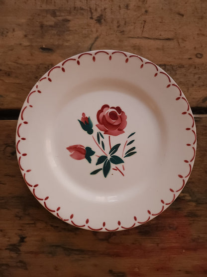 Assiettes plates en céramique peintes à la main lot de 3   Patine