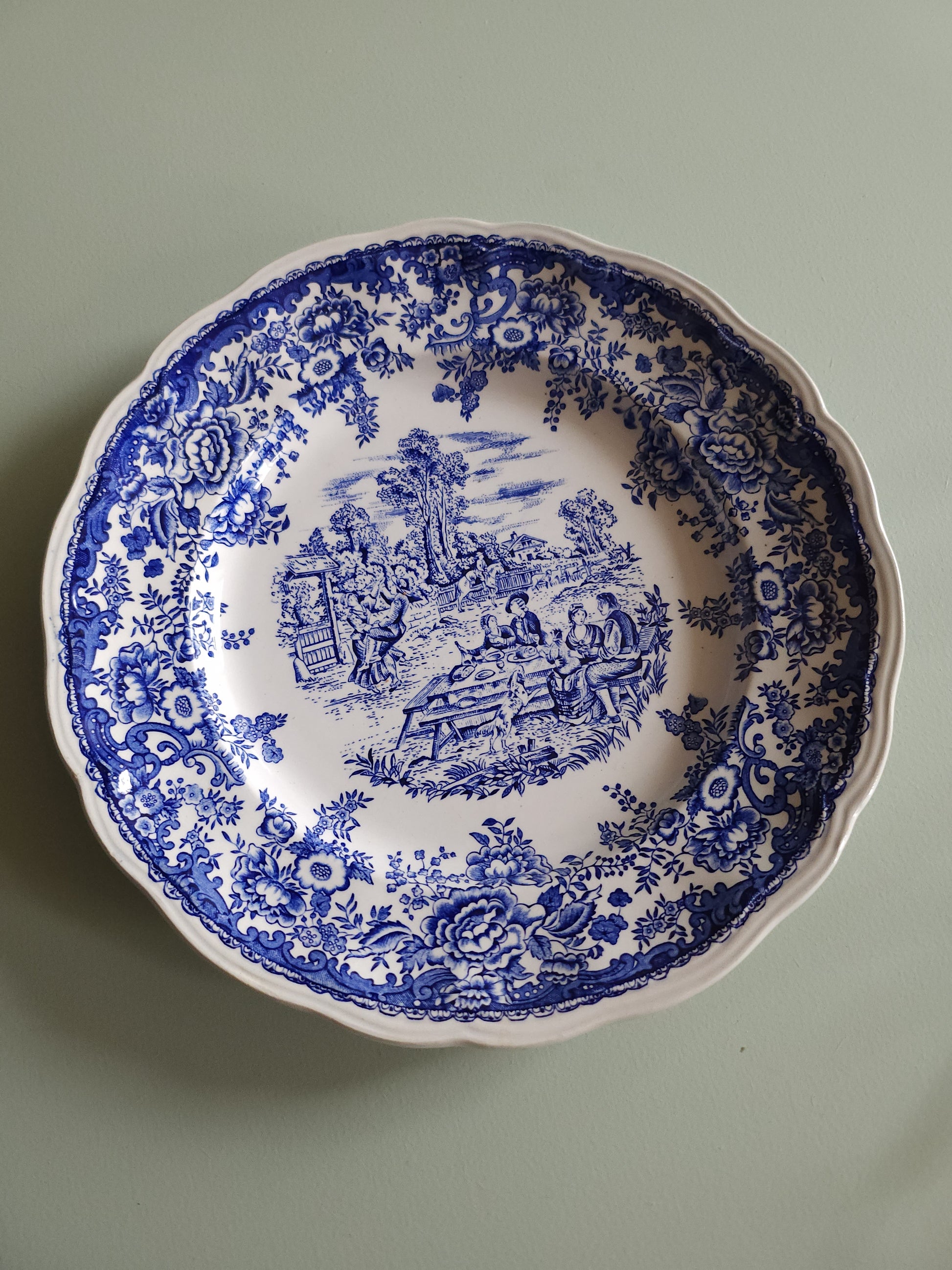 Assiettes plates en céramique Lunéville style anglais lot de 6   Patine