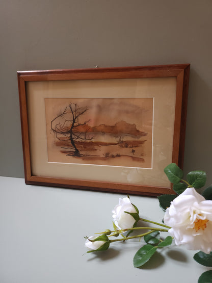 Cadre avec peinture sur toile   Patine