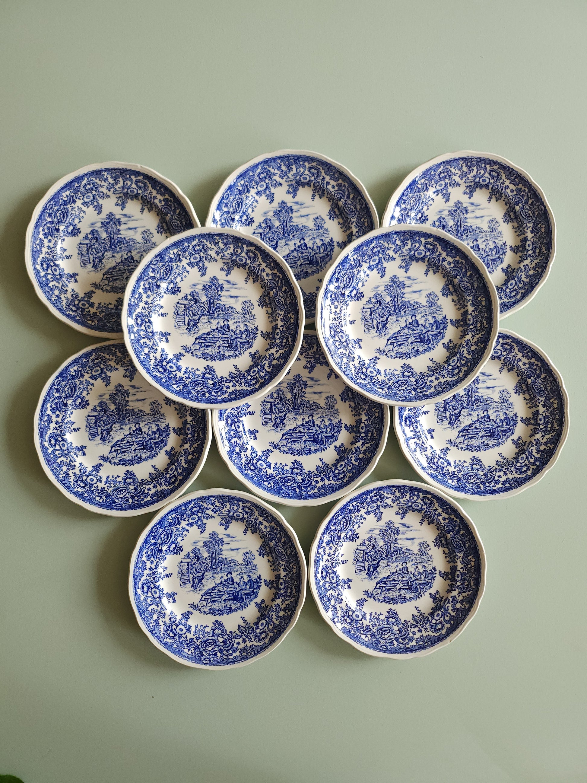 Assiettes à dessert Lunéville style anglais lot de 10   Patine
