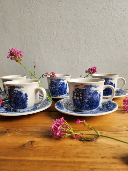 Tasse à café + coupelle style anglaise lot de 6   Patine