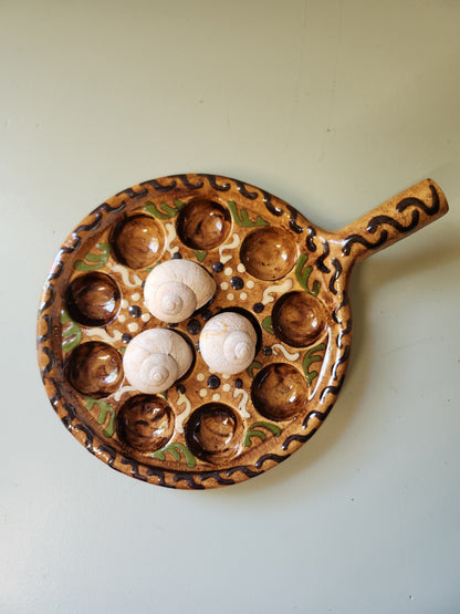 Plat à escargots 12 trous   Patine