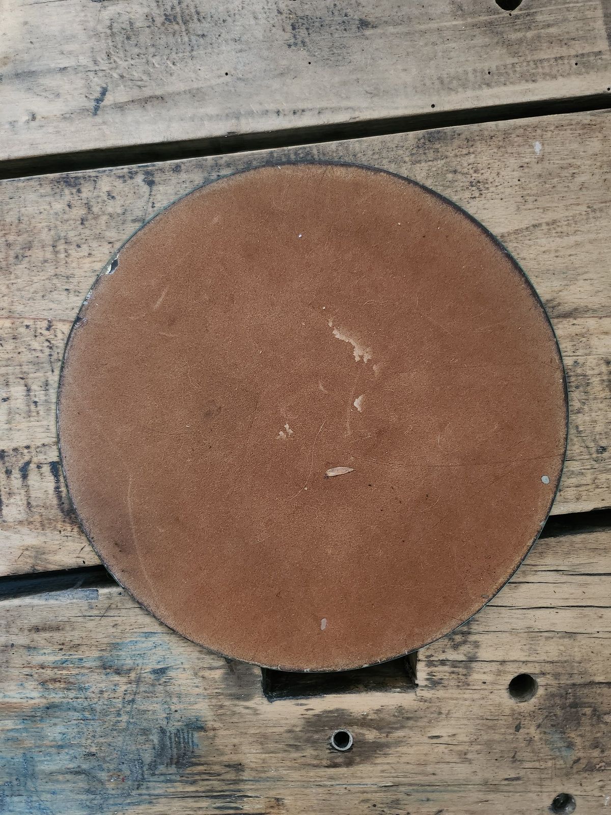 Miroir ancien rond et biseauté   Patine