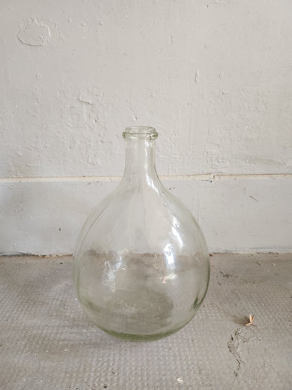Dame-jeanne en verre transparent   Patine