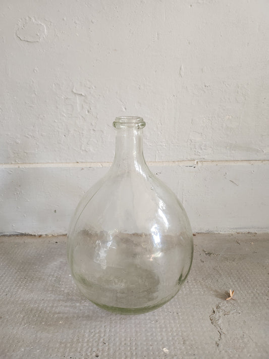 Dame-jeanne en verre transparent   Patine