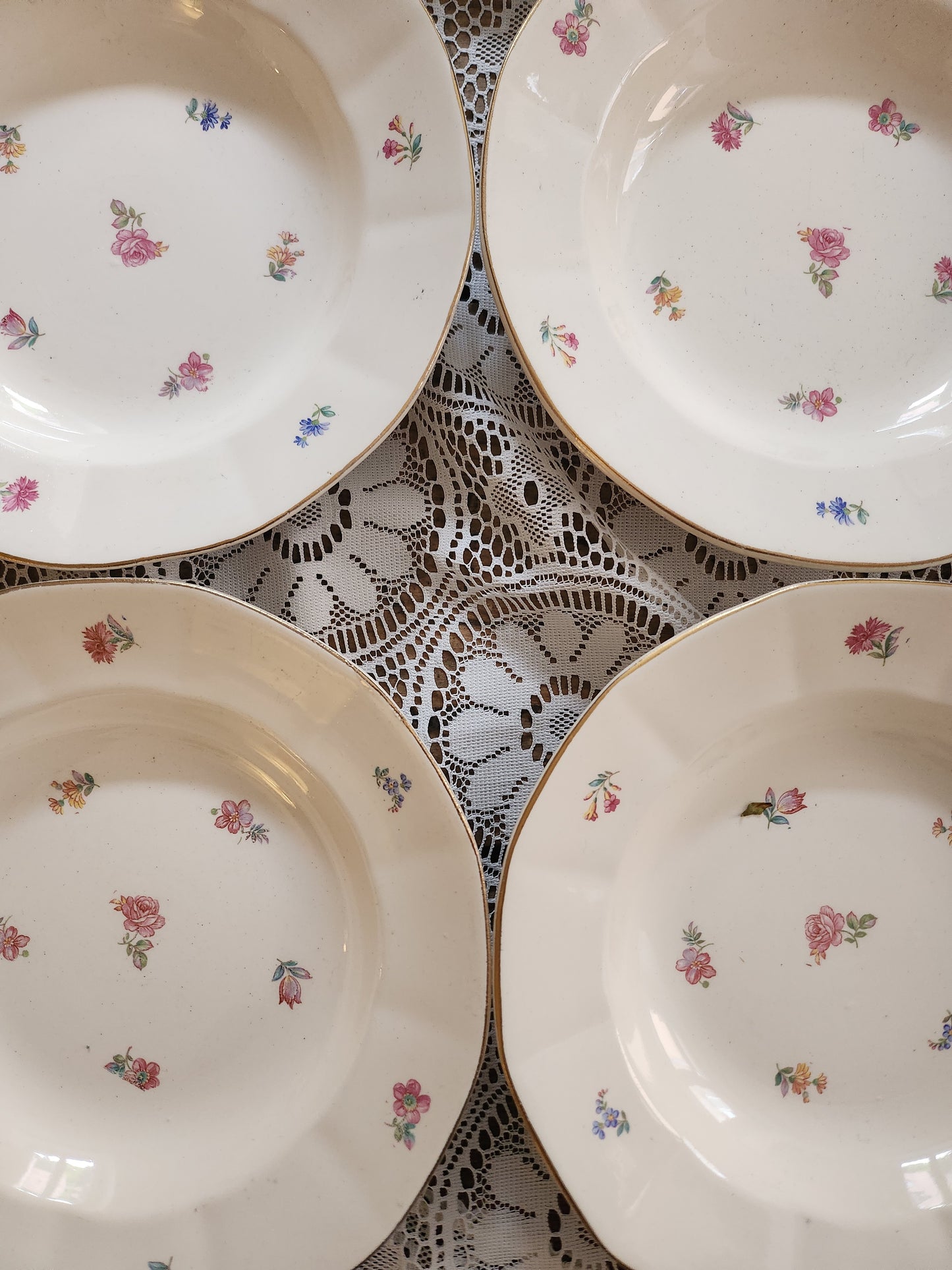 Assiettes semi-creuses Sarreguemines à fleurs-lot de 6