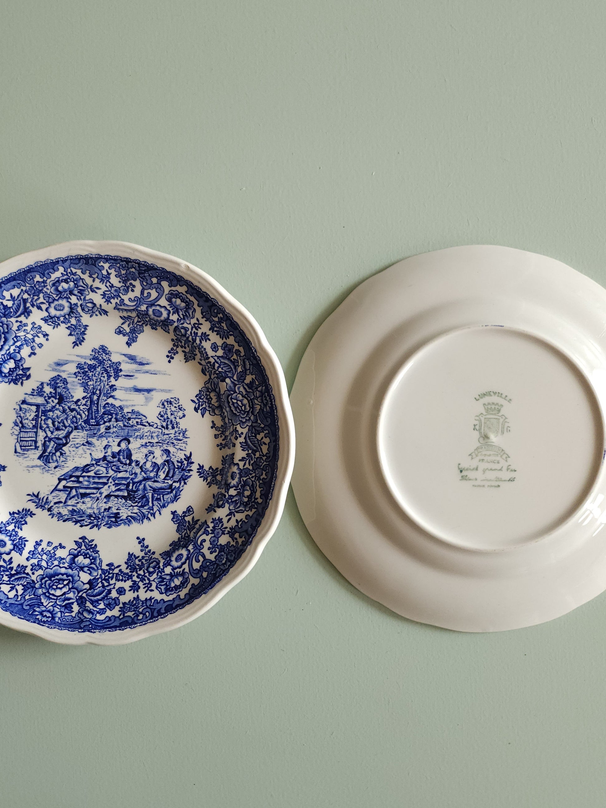 Assiettes à dessert Lunéville style anglais lot de 10   Patine