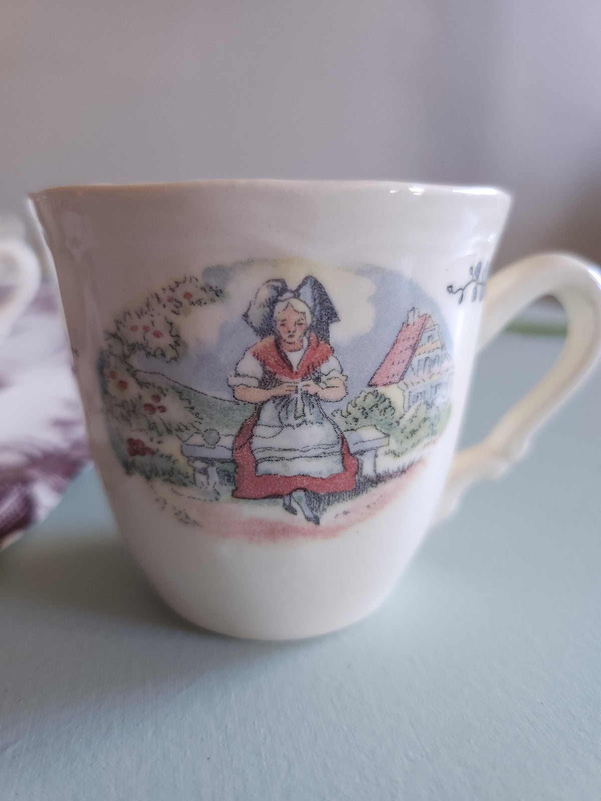 Tasse + assiette céramique Sarreguemines lot de 8   Patine