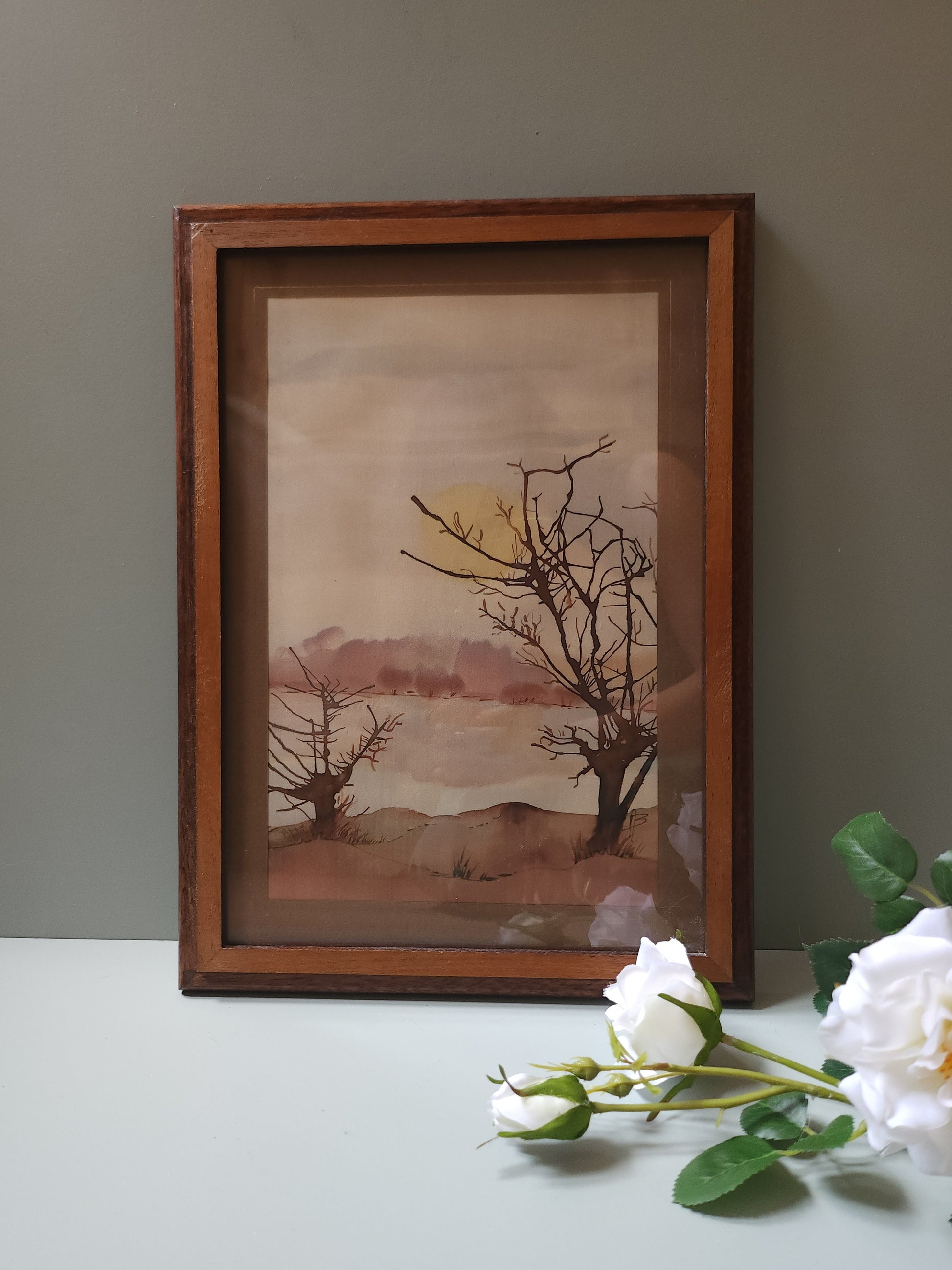 Cadre avec peinture sur toile   Patine