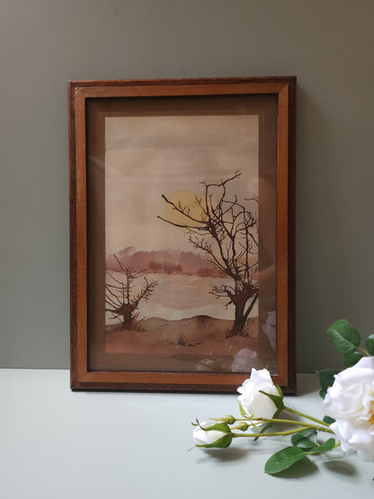 Cadre avec peinture sur toile   Patine