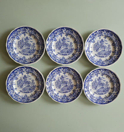 Assiettes plates en céramique Lunéville style anglais lot de 6   Patine