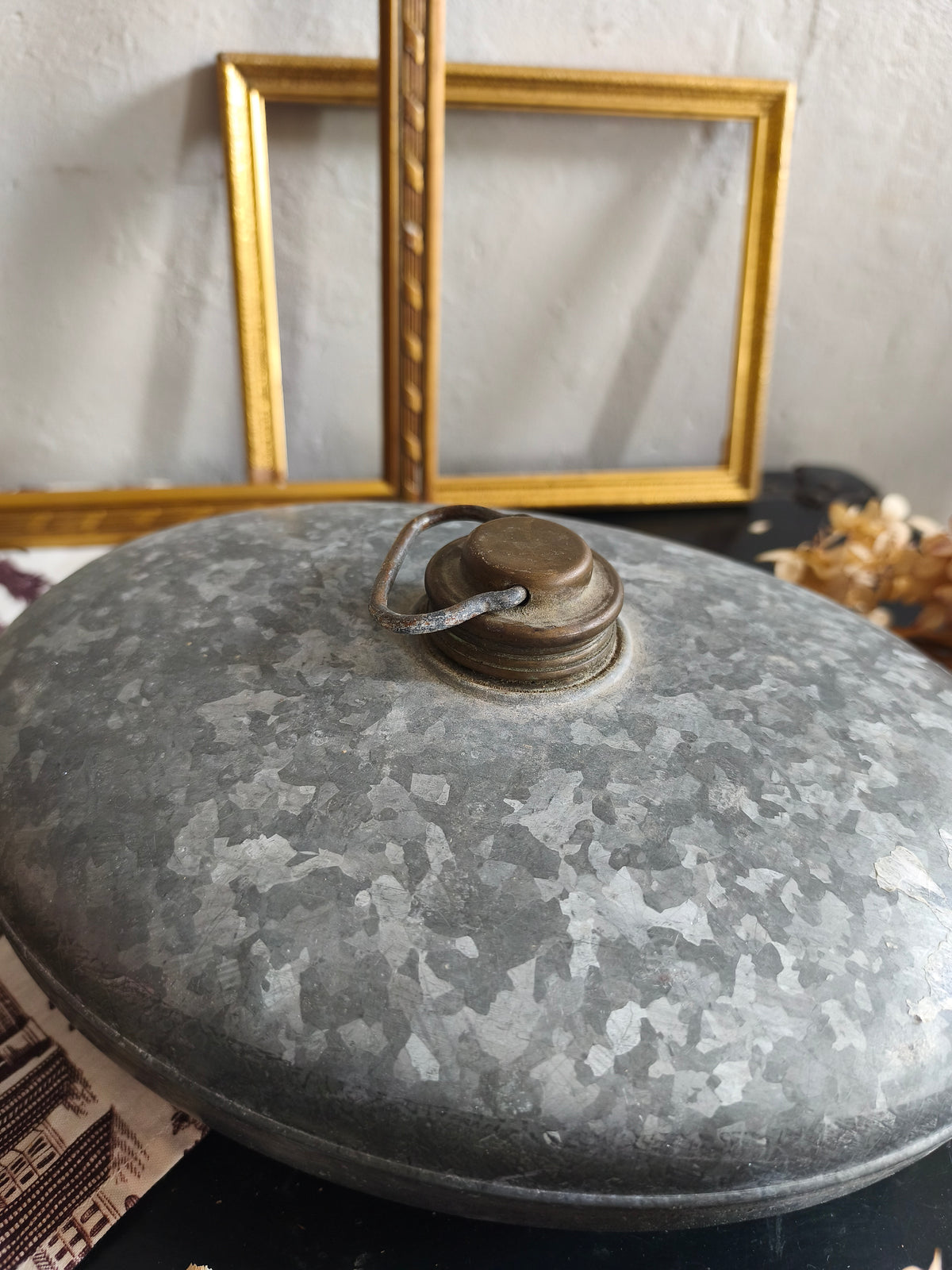 Bouillotte en zinc vintage   Patine