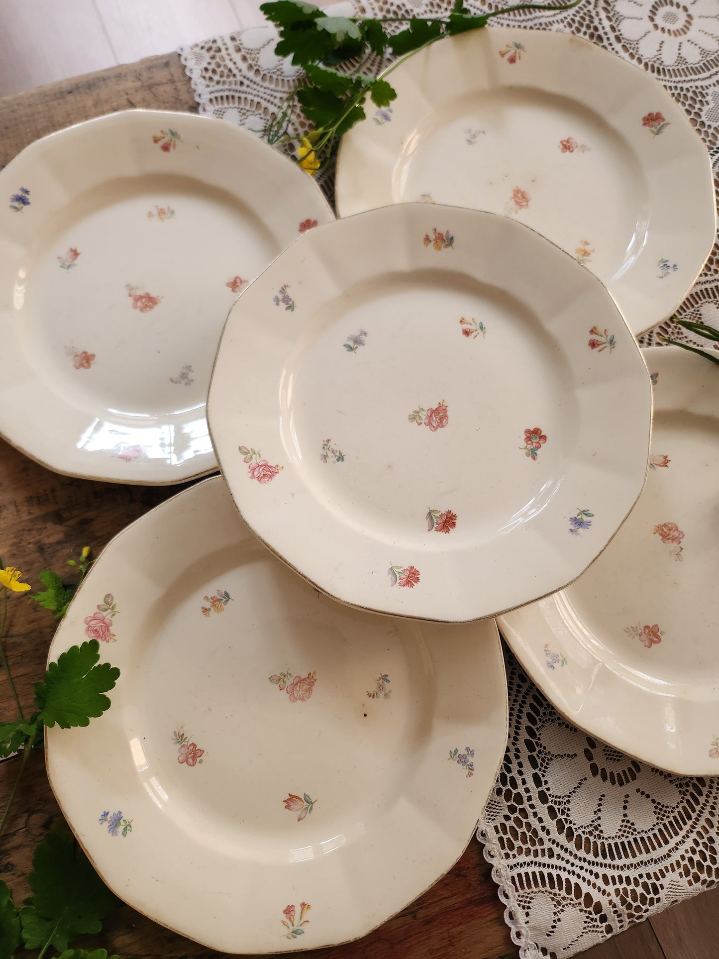 Assiette Sarreguemines fleurie lot de 5