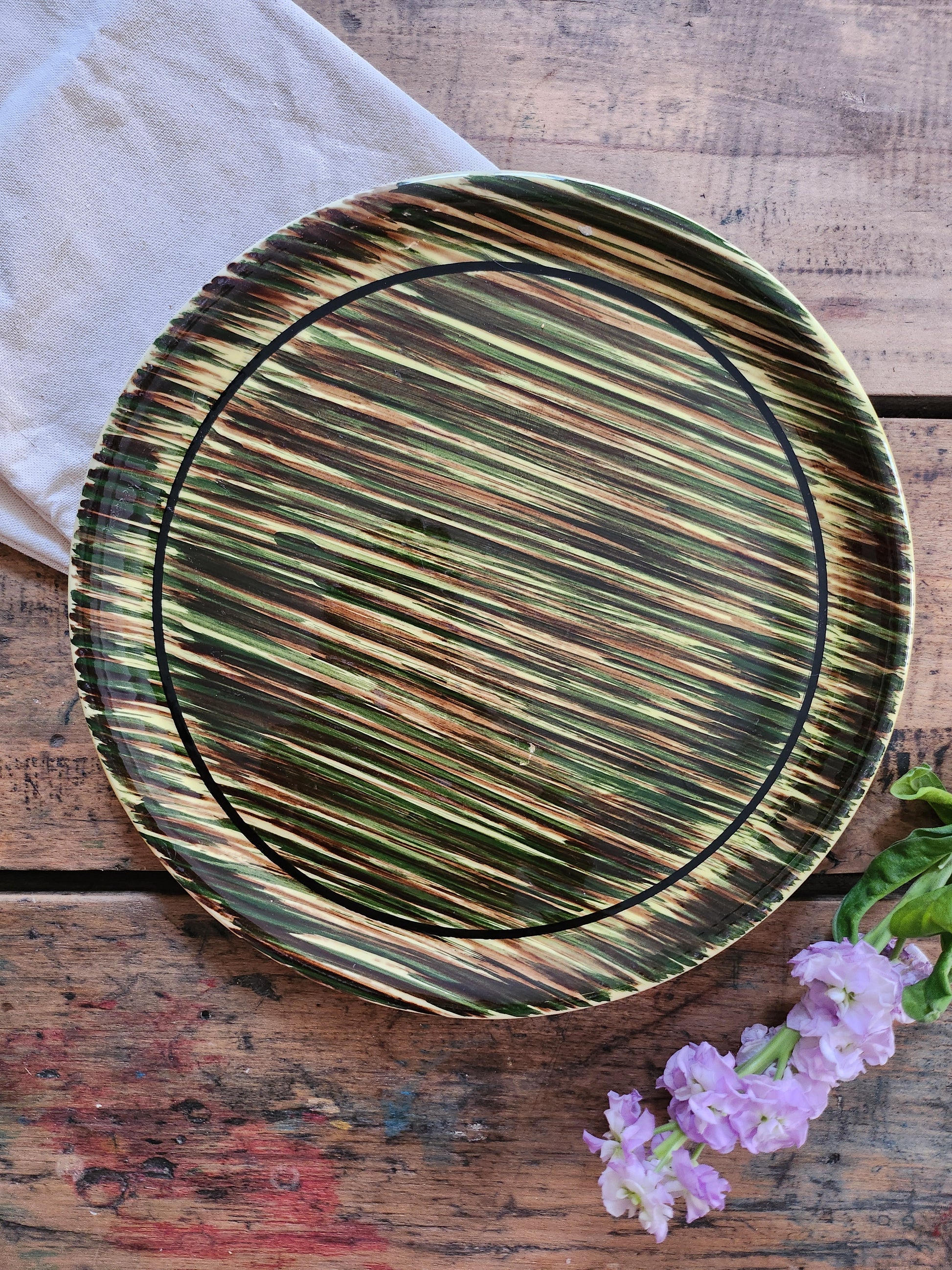 Plat à tarte en céramique années 60   Patine