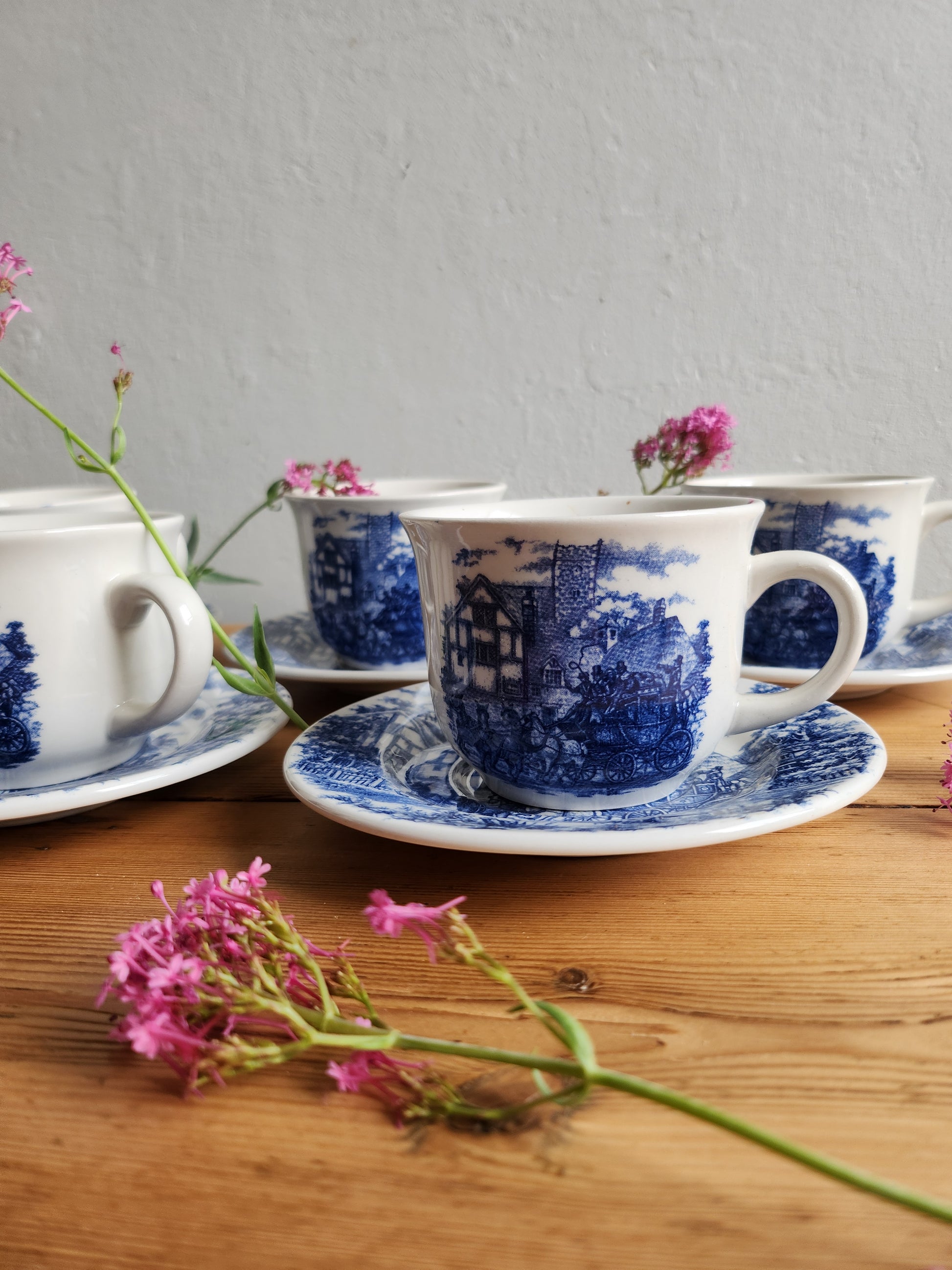 Tasse à café + coupelle style anglaise lot de 6   Patine