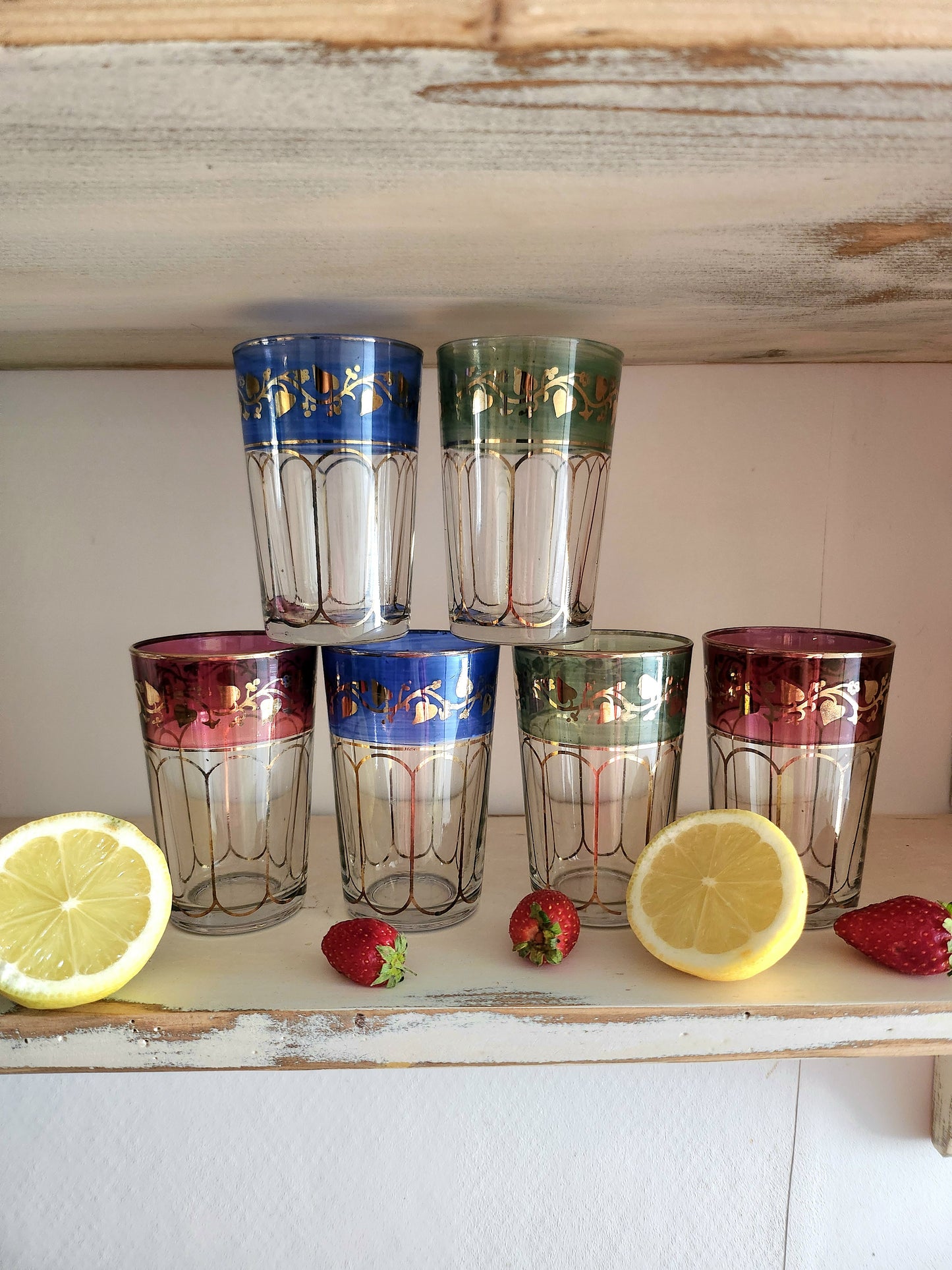 Verre à thé coloré lot de 6   Patine