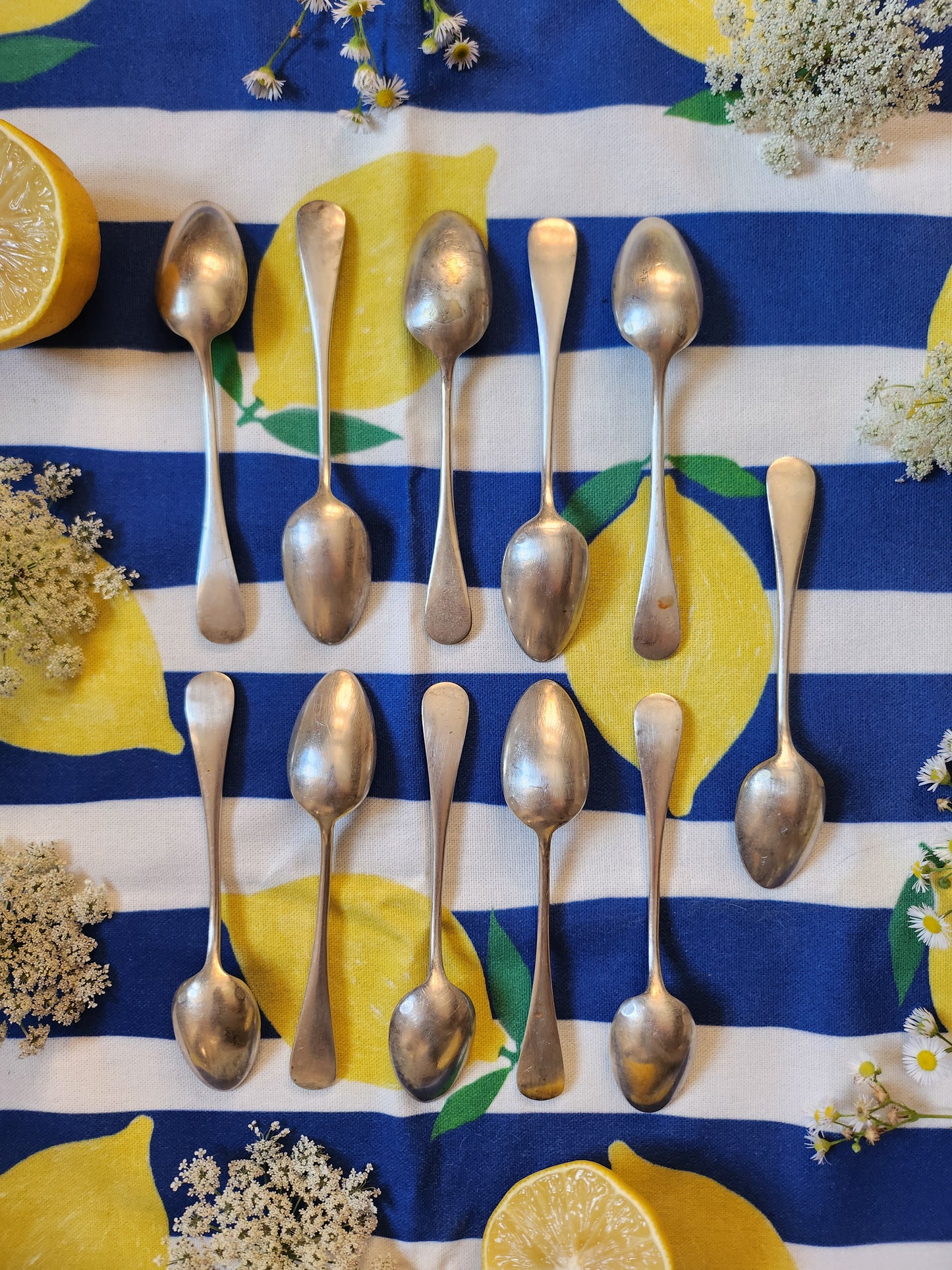 Cuillère à dessert en argent lot de 11   Patine