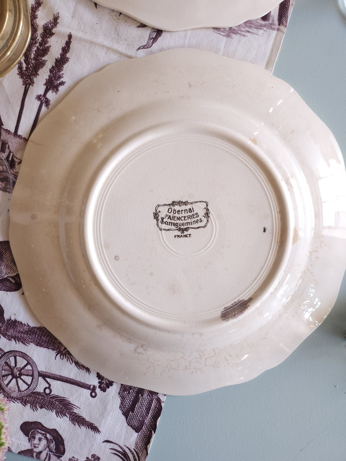 Assiette plate céramique Obernai lot de 4   Patine