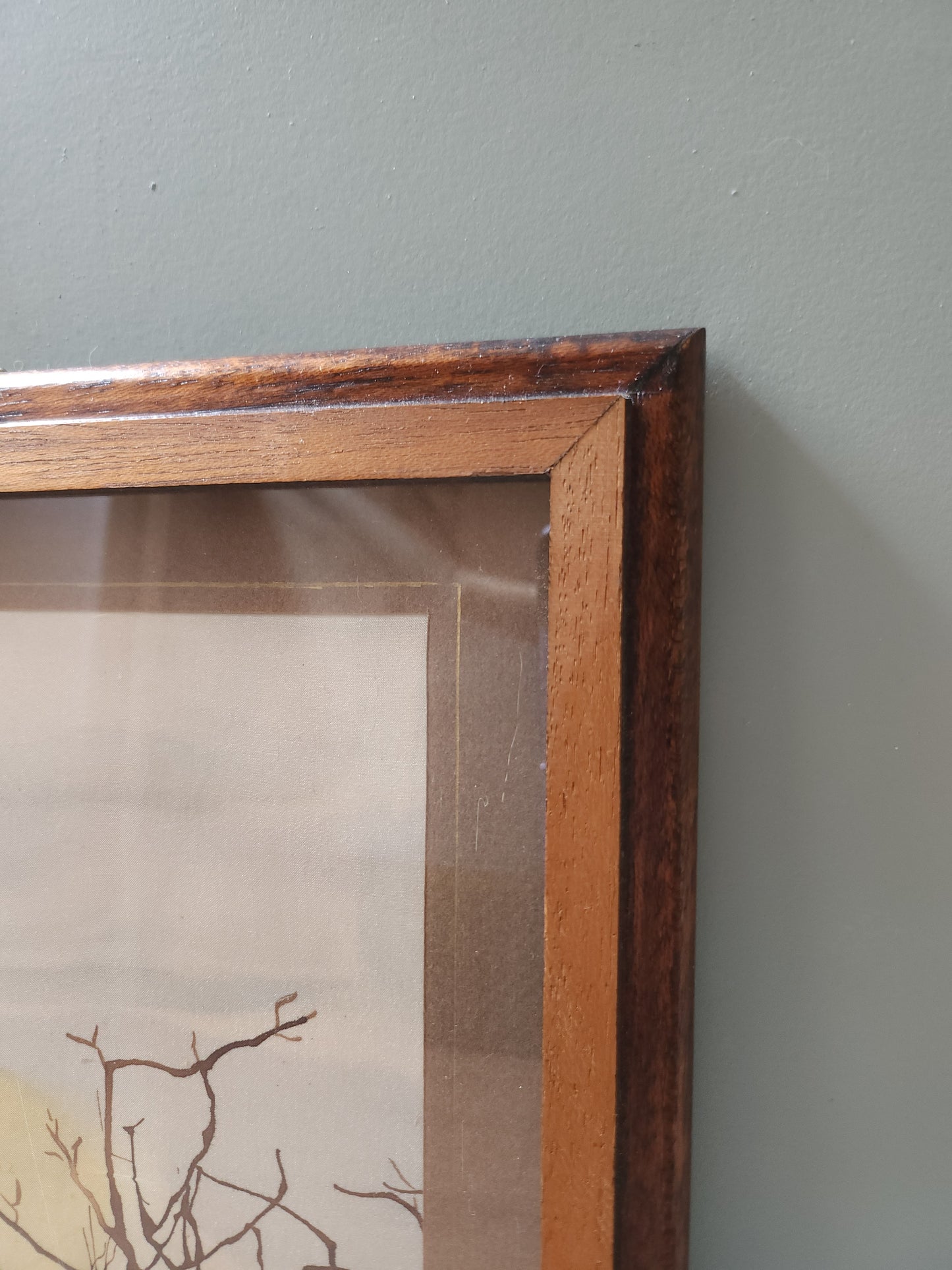 Cadre avec peinture sur toile   Patine