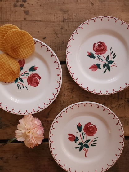 Assiettes plates en céramique peintes à la main   Patine
