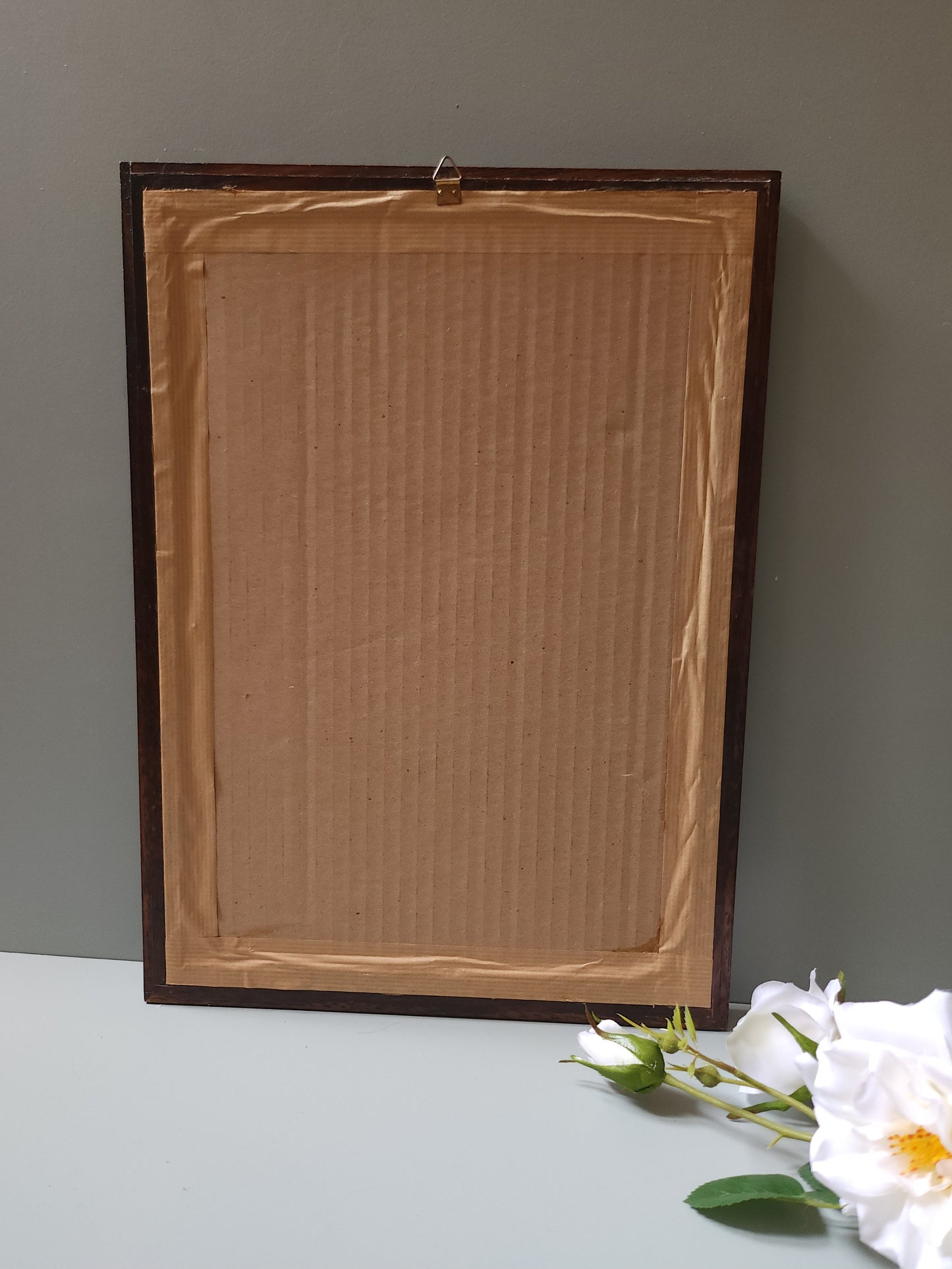 Cadre avec peinture sur toile   Patine
