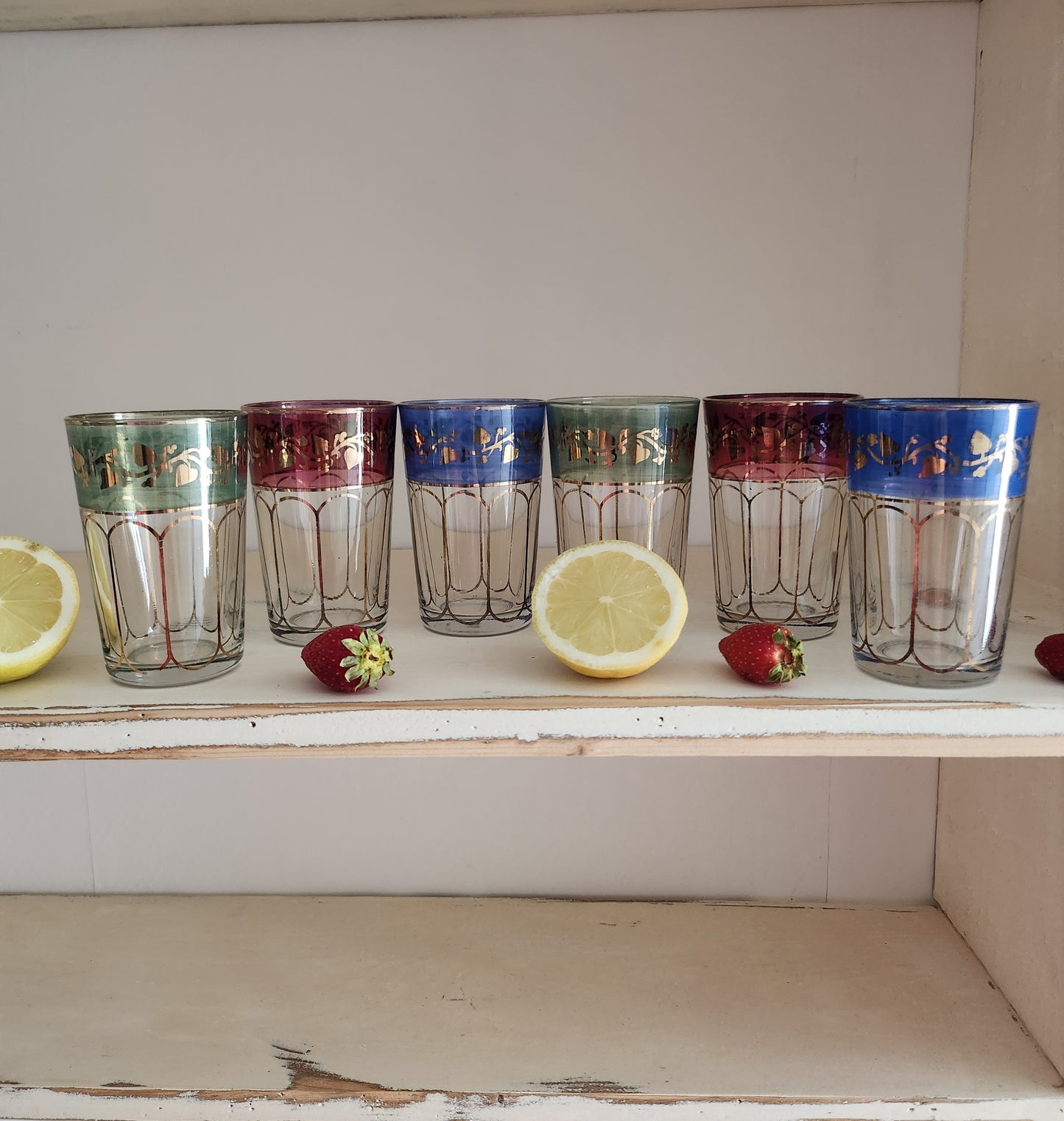 Verre à thé coloré lot de 6   Patine