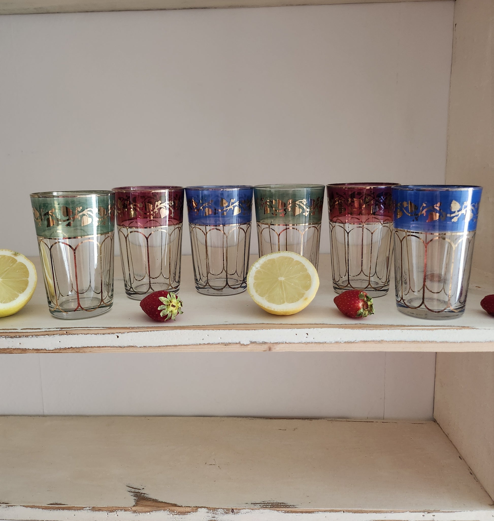 Verre à thé coloré lot de 6   Patine