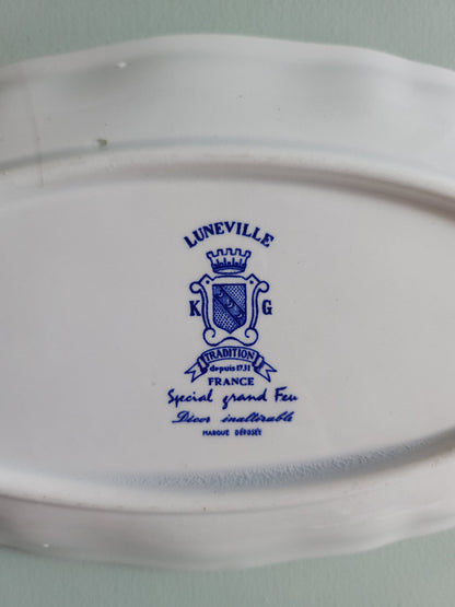 Plat ovale en céramique Lunéville style anglais   Patine