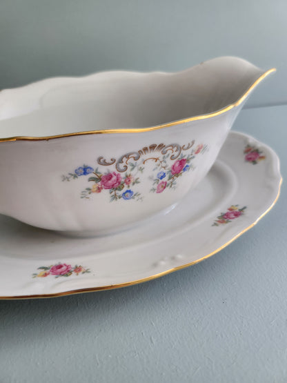 Saucière ancienne à fleurs - Patine