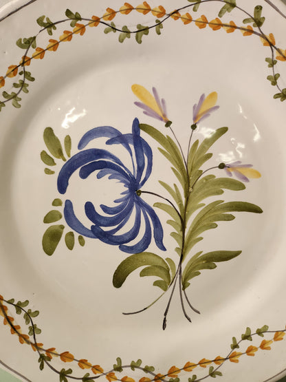 Assiette décorative à suspendre motif floral   Patine