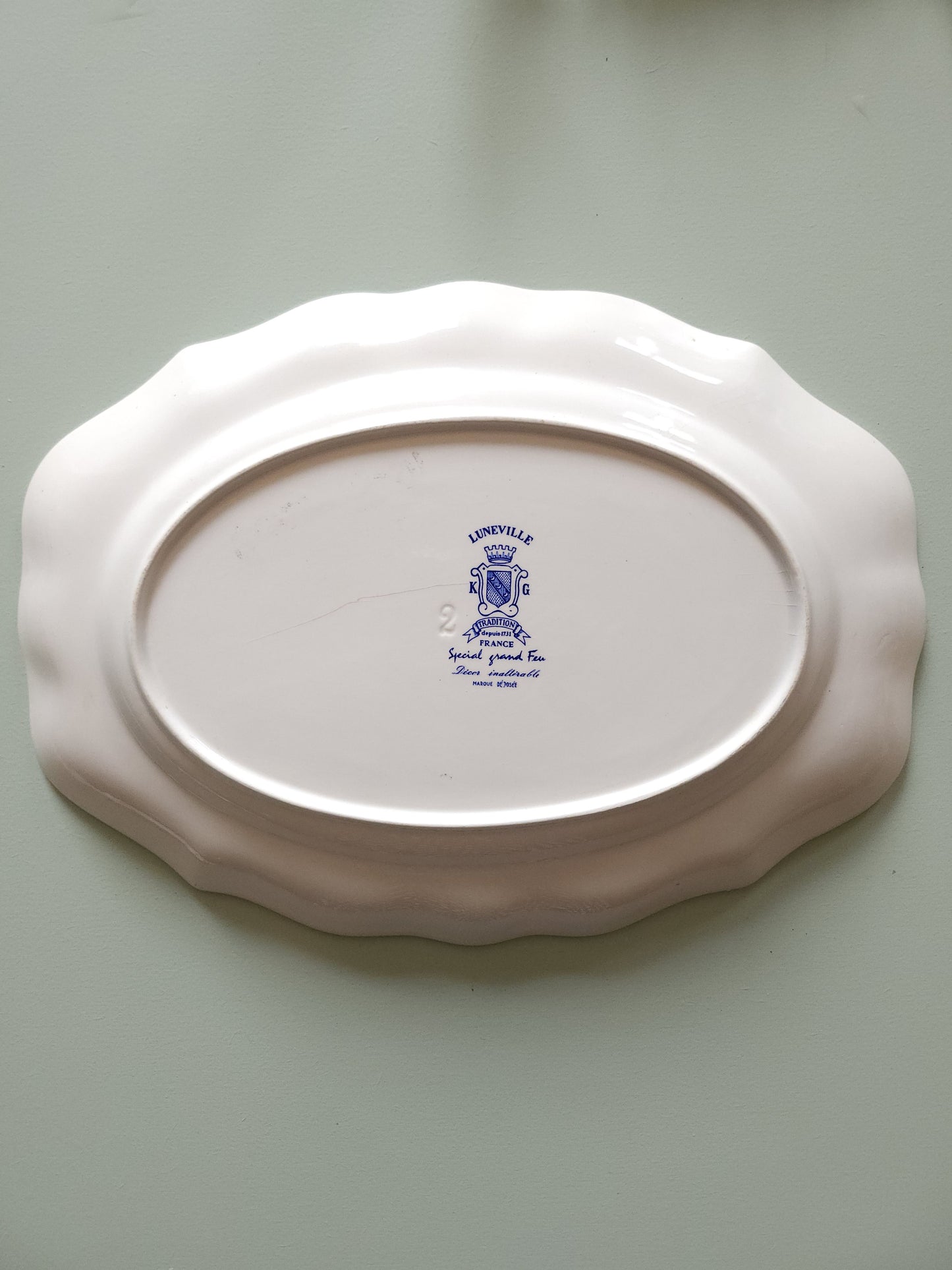 Plat ovale Lunéville style anglais   Patine