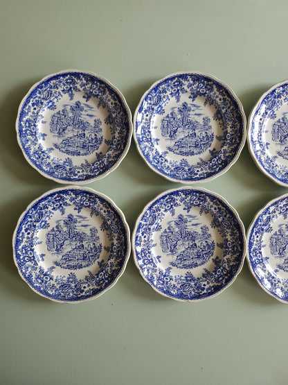 Assiettes plates en céramique Lunéville style anglais lot de 6   Patine