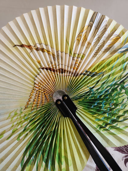 Éventail pliant motif asiatique   Patine