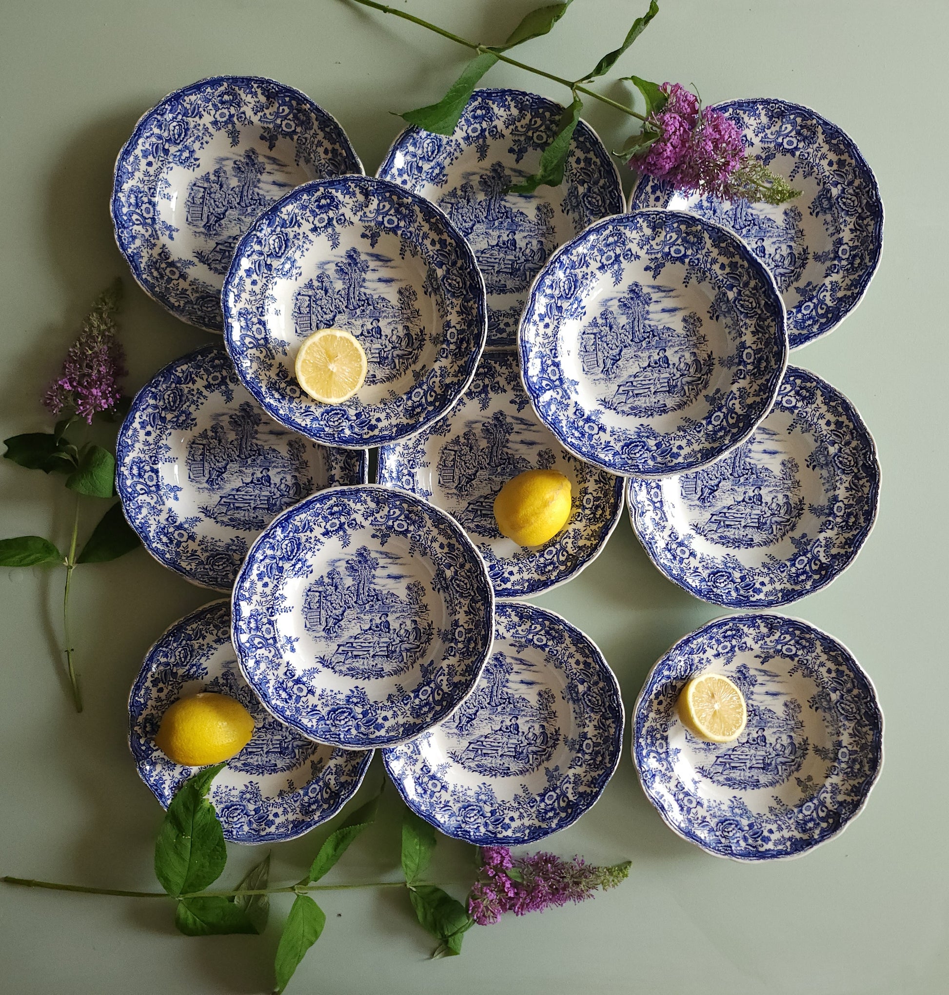Assiettes creuses en céramique Lunéville style anglais lot de 10   Patine