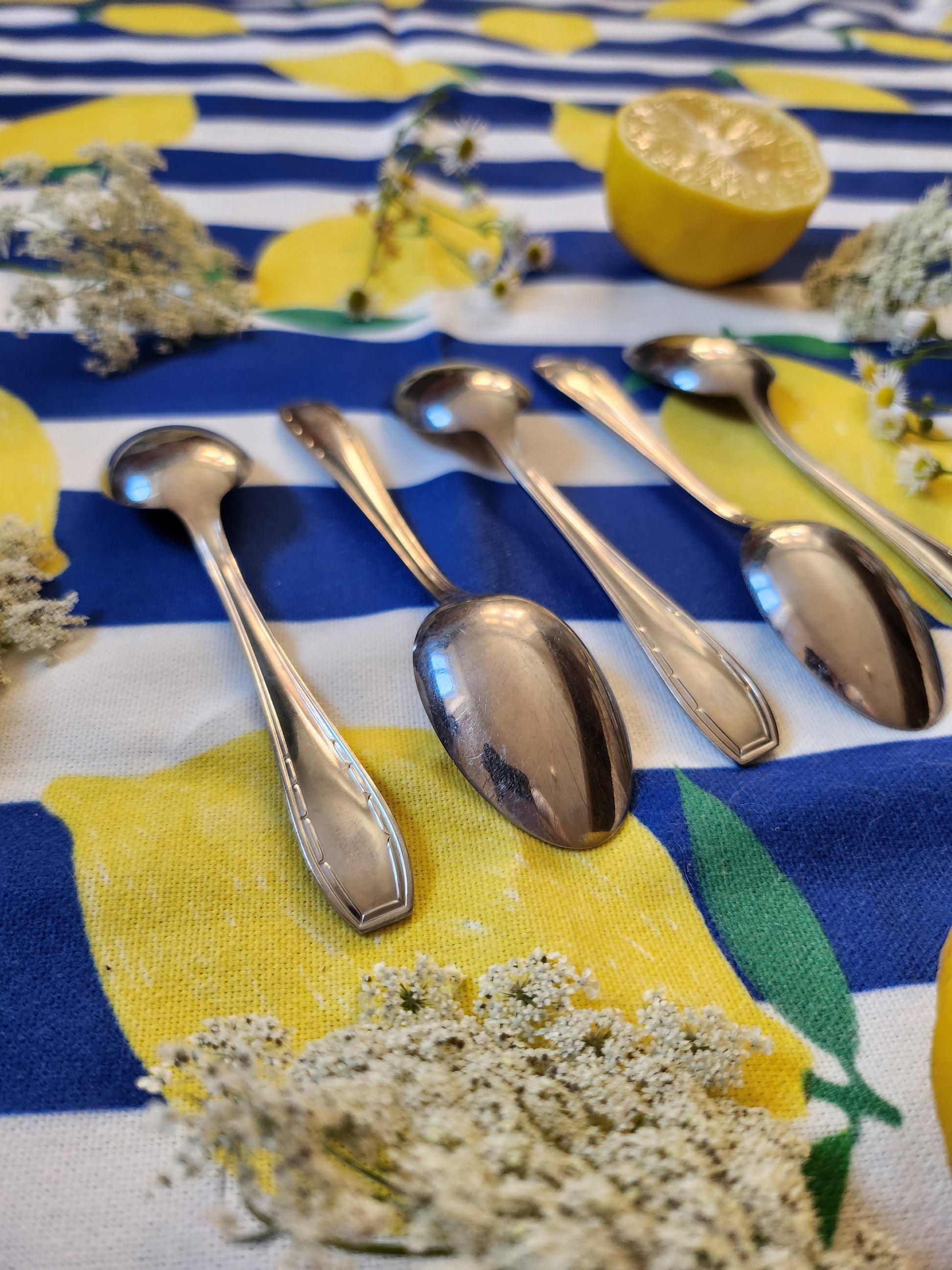 Cuillère à dessert en métal argenté lot de 5   Patine