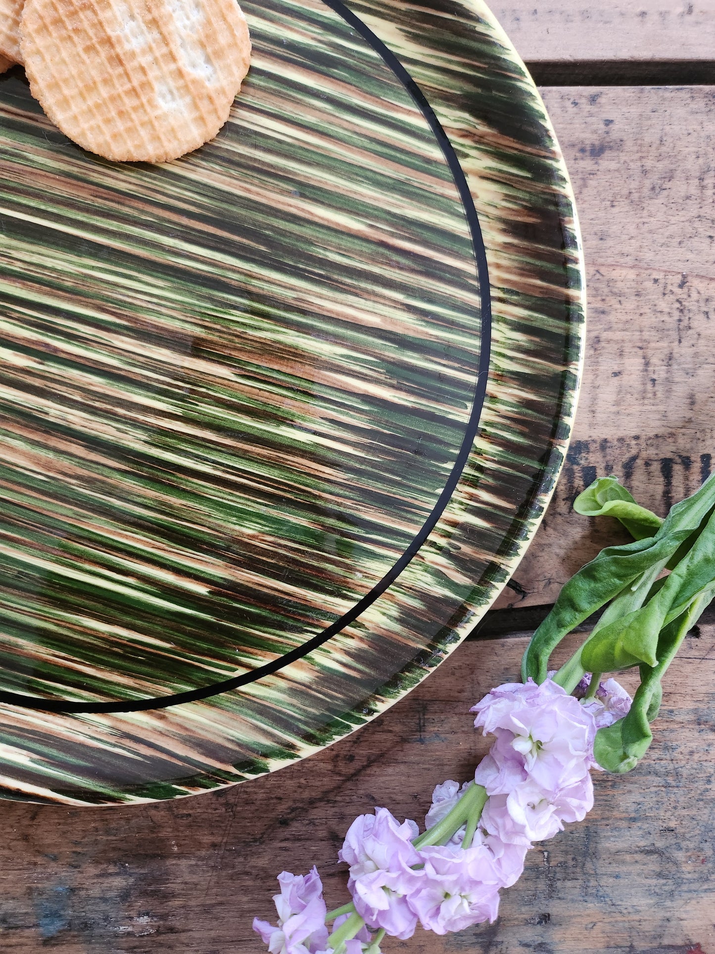 Plat à tarte en céramique années 60   Patine