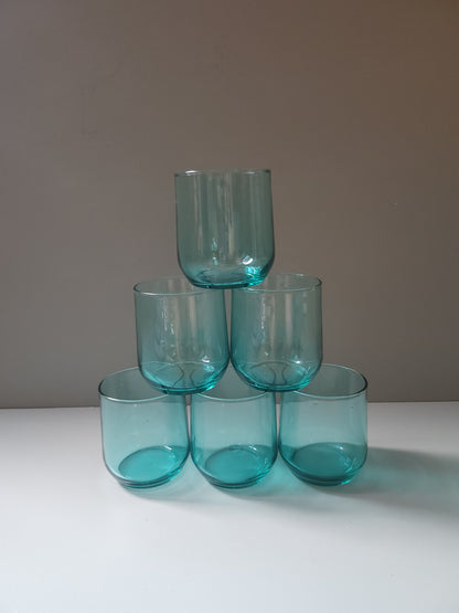 Verre à eau en verre teinté bleu lot de 6   Patine