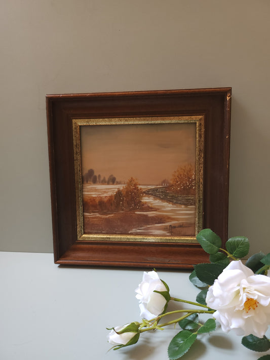 Cadre carré en bois avec peinture   Patine