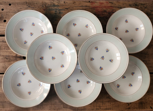 Assiettes semi-creuses Sarreguemines à fleurs lot de 8