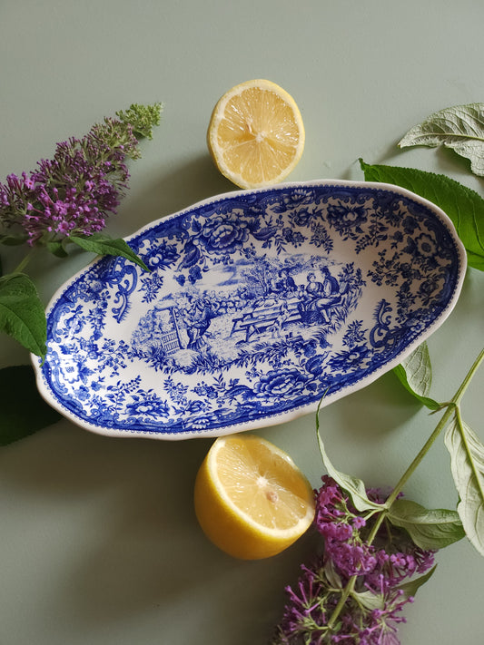 Plat ovale en céramique Lunéville style anglais   Patine
