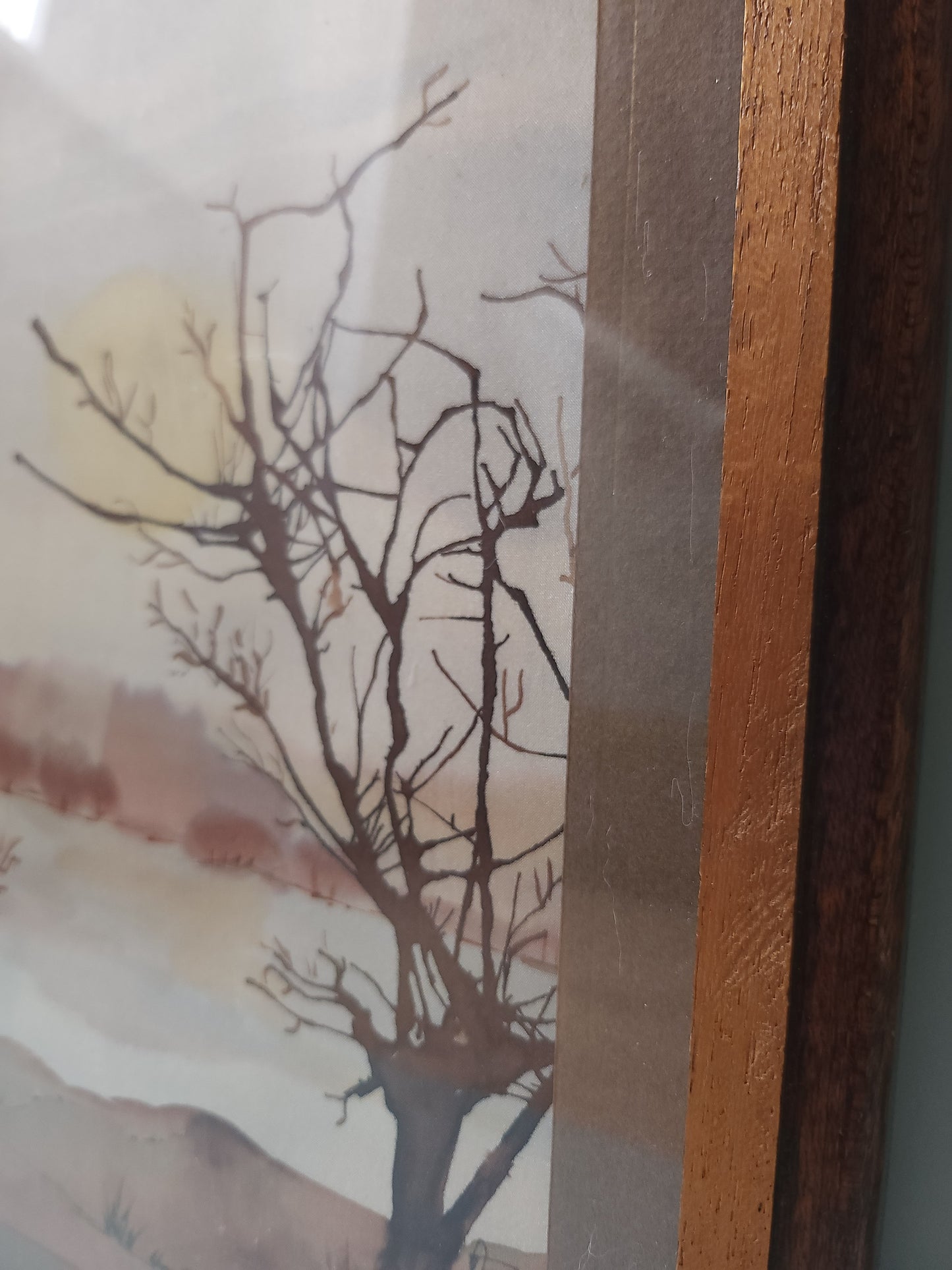 Cadre avec peinture sur toile   Patine
